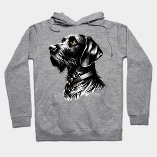 Stunning and Cool German Wirehaired Pointer Monochrome and Gold Portrait for Father's Day Hoodie